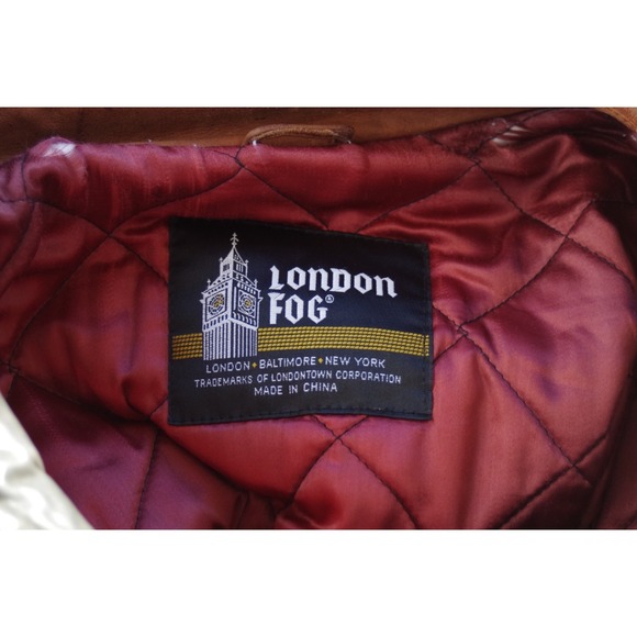 Vintage London Fog Leather Bomber Jacket Cognac Brown XL GUC with flaws Classic - Picture 2 of 3